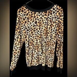 Secret Treasures Leopard Print Fleece Pullover Sweatshirt - Size L